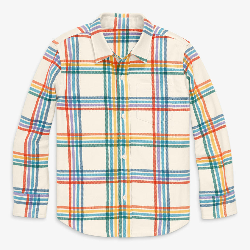 Kids long sleeve rainbow flannel button down