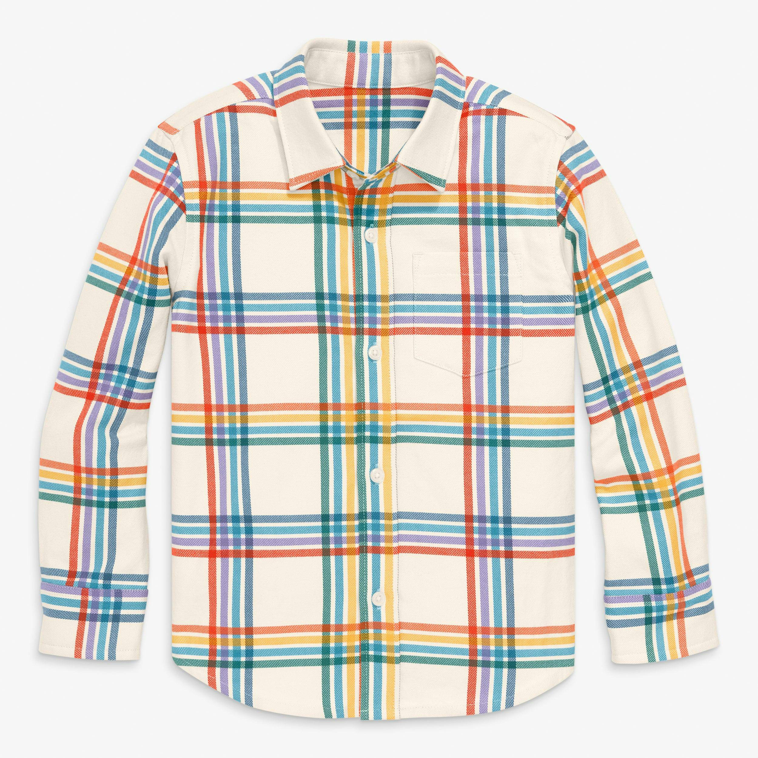 Kids long sleeve rainbow flannel button down