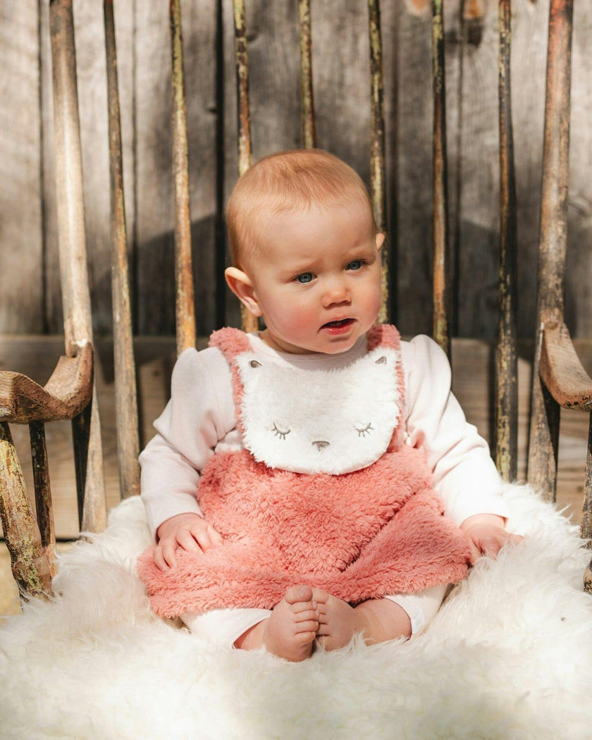 Bi-Material Dress and Leggings Set Old Pink