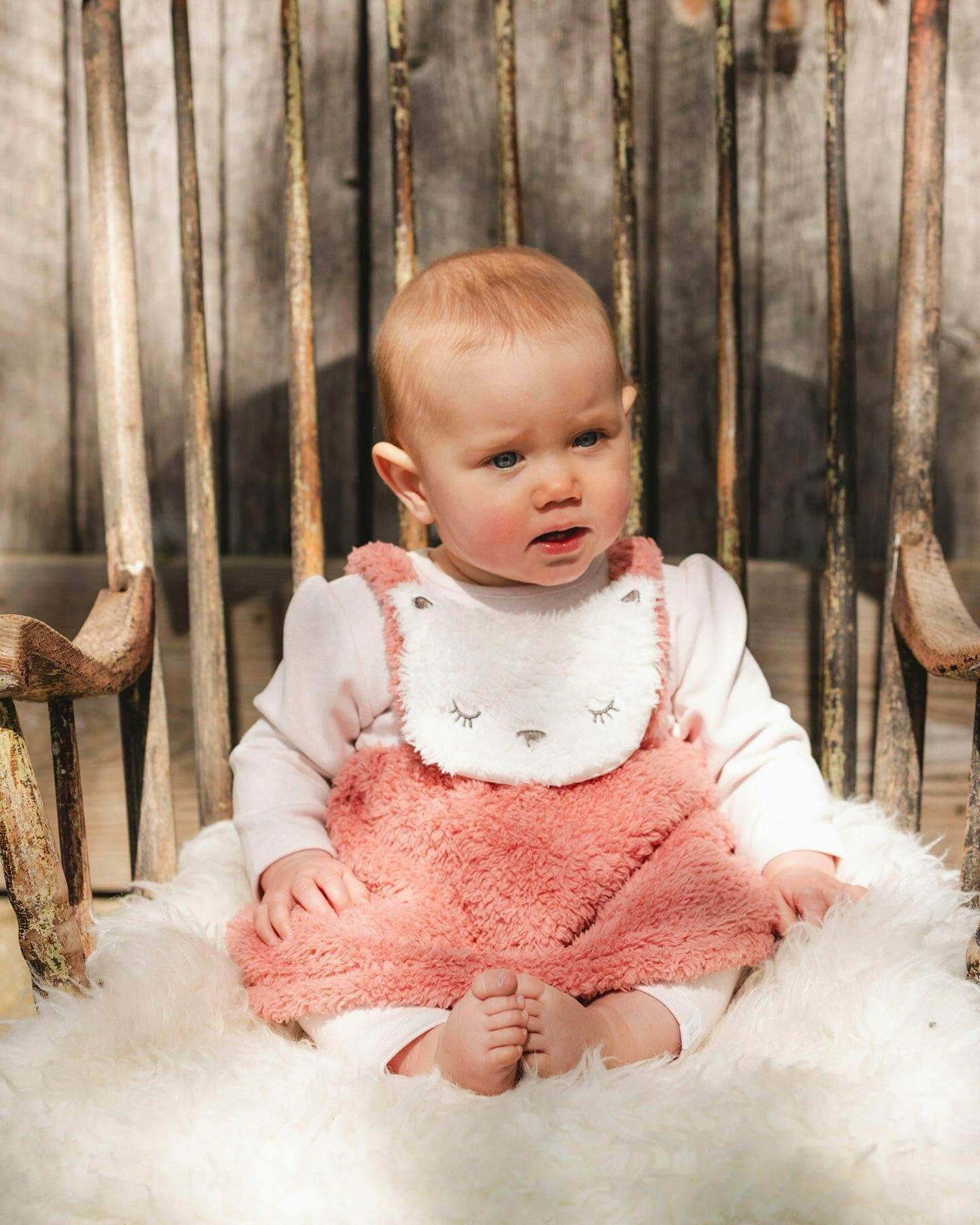 Bi-Material Dress and Leggings Set Old Pink