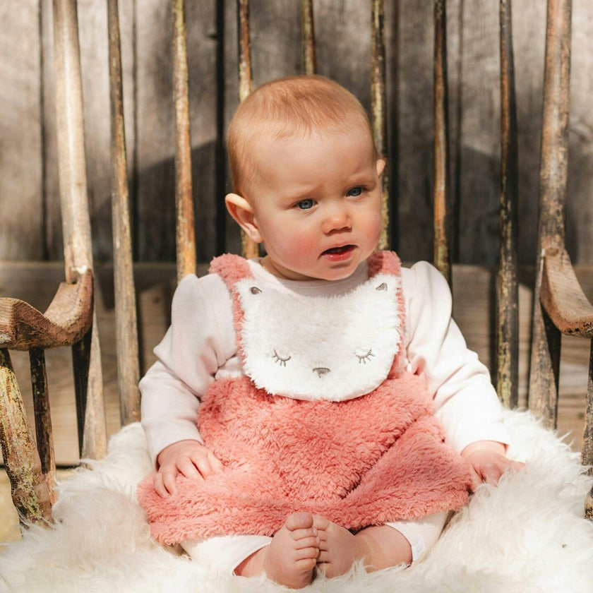 Bi-Material Dress and Leggings Set Old Pink