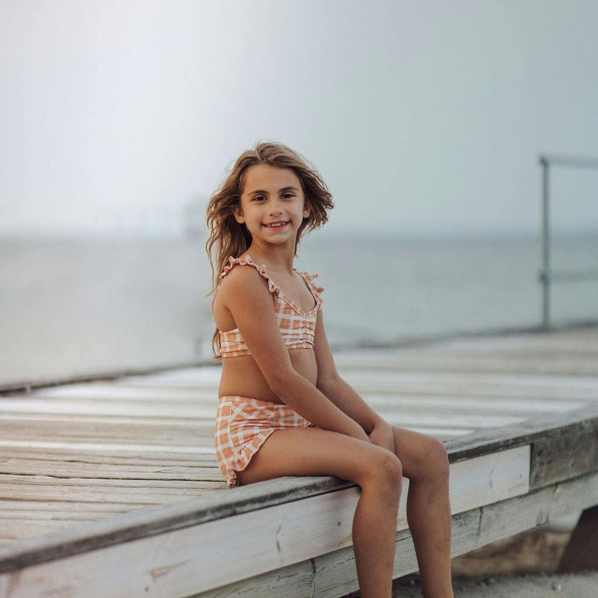 Ruffle 2 Piece Bikini | UPF + Recycled - Buckwheat Plaid