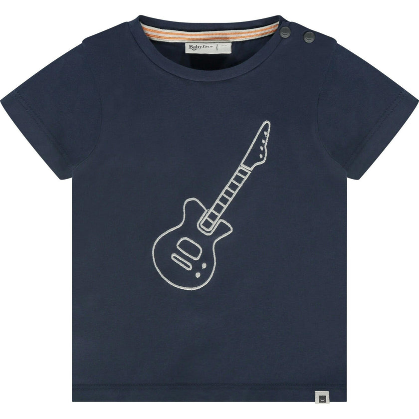 Guitar Print Round Neck Short Sleeve T-Shirt