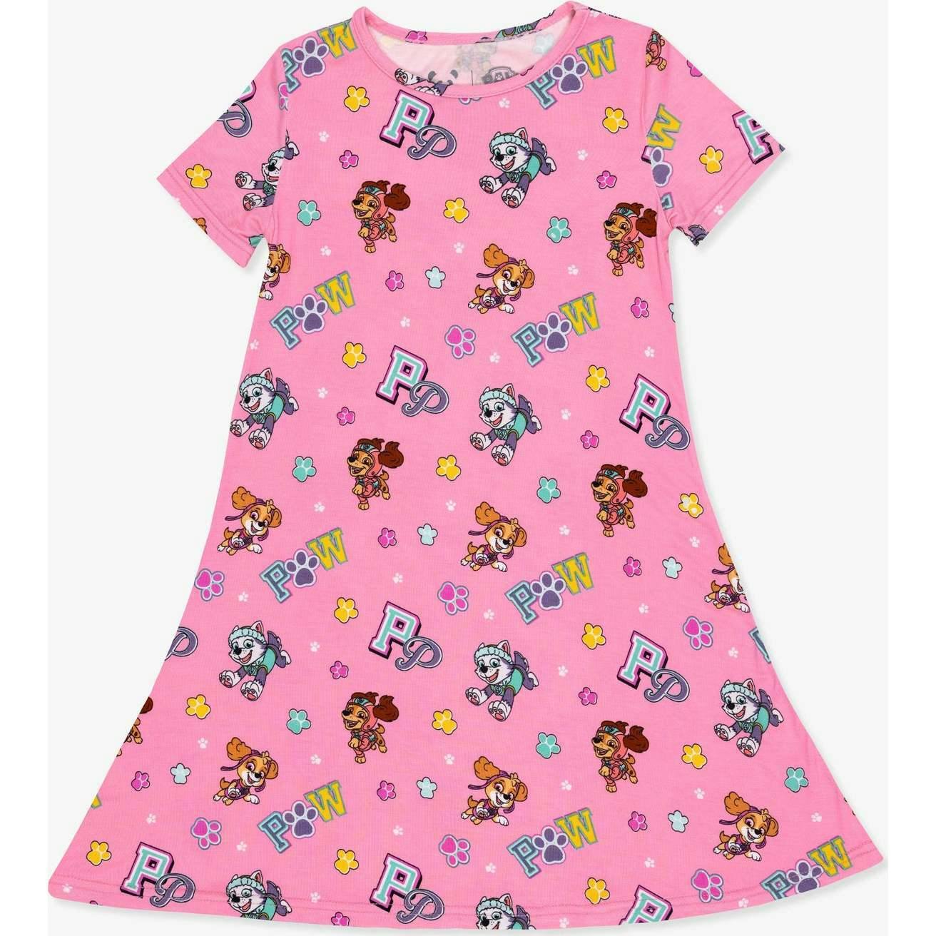 PAW Patrol: Varsity Pink Bamboo Girls' Short Sleeve Dress