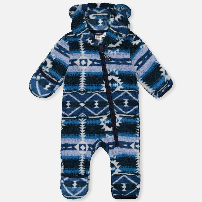 Baby Mid-Season Plush One-Piece Outerwear Aztec Blue