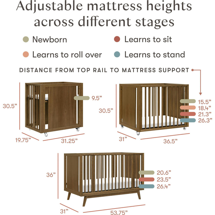 Palma 8-In-1 Convertible All-Stages® Crib W/ Bassinet & Toddler Bed Kits In