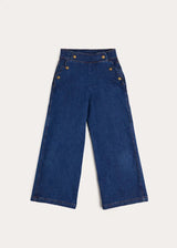 Scallop Detail Wide Leg Jeans in Blue Denim (2-12yrs)
