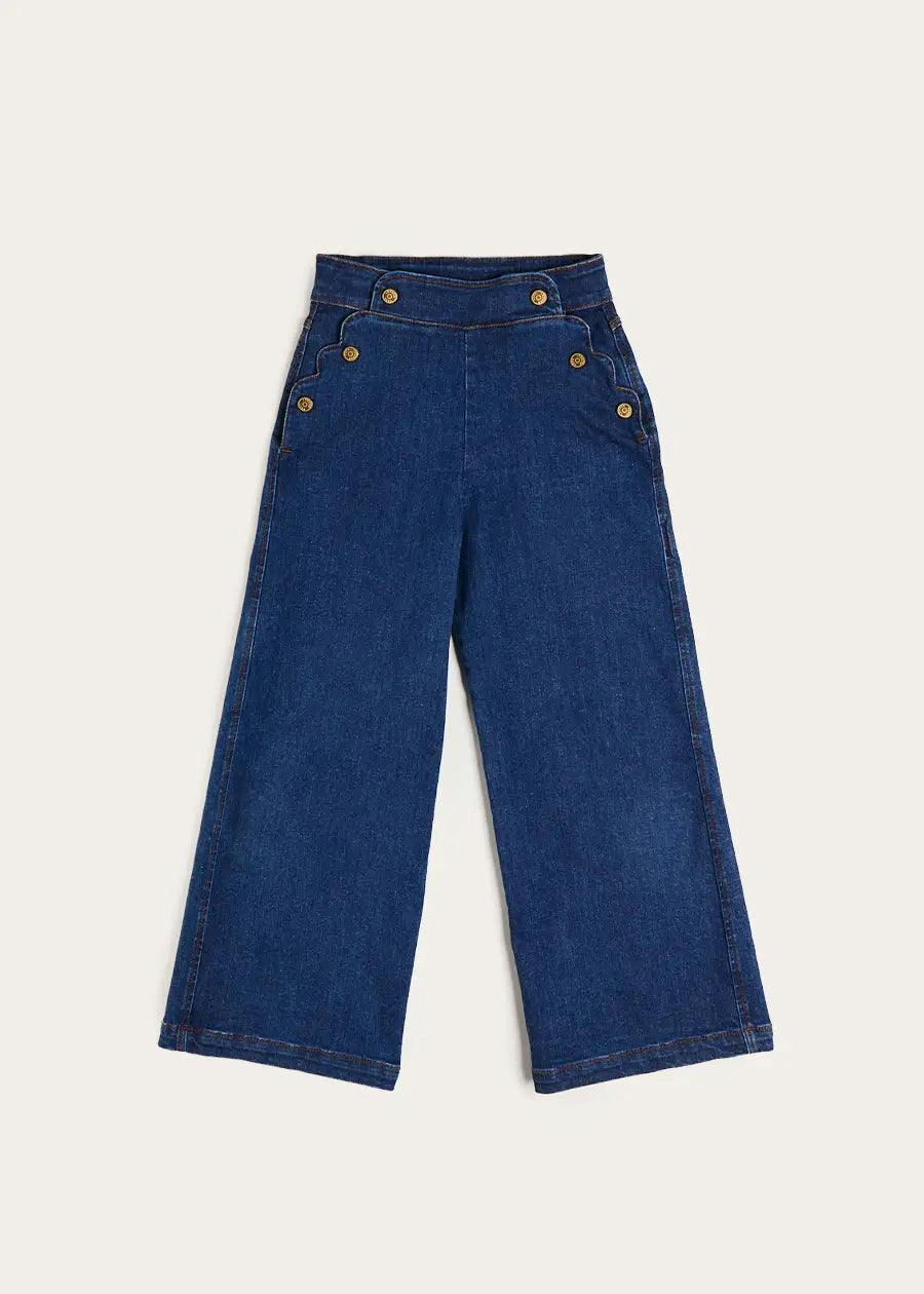Scallop Detail Wide Leg Jeans in Blue Denim (2-12yrs)