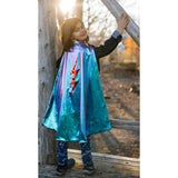 Reversible Blue Lightning Holographic Cape