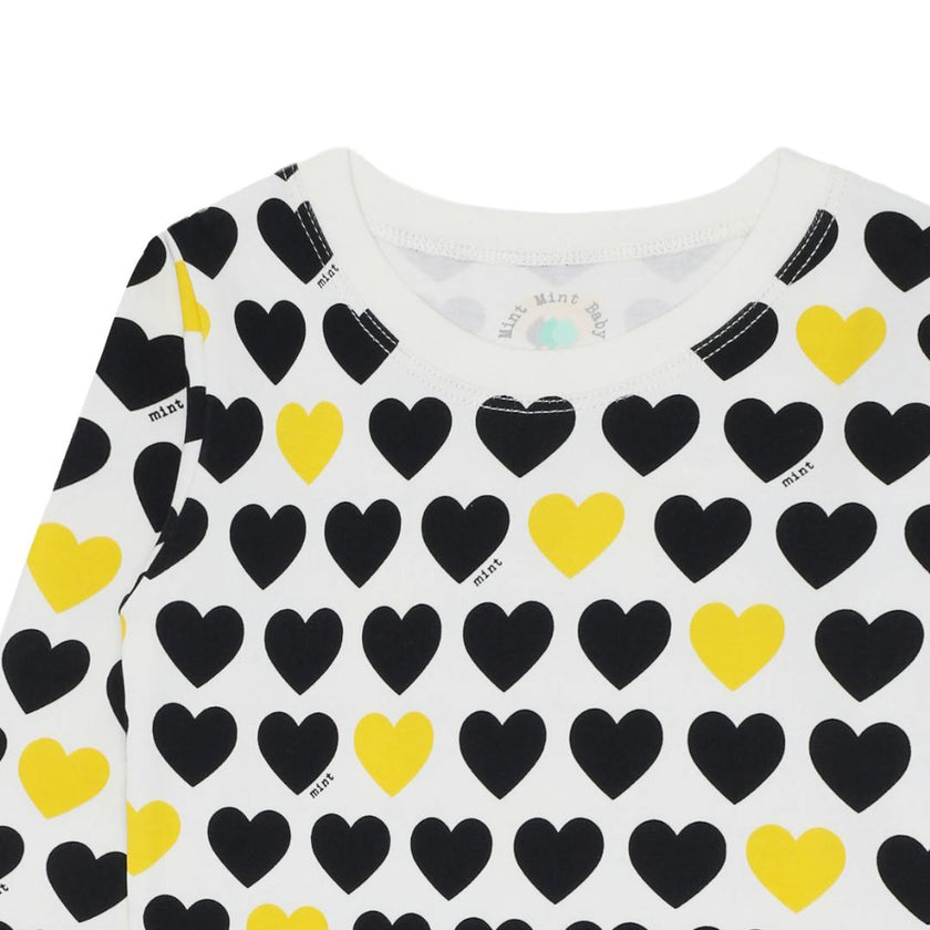 Black & Yellow Hearts Two piece Kids Pajama