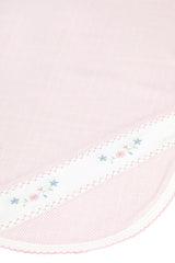 Pink Herringbone Embroidered Receiving Blanket