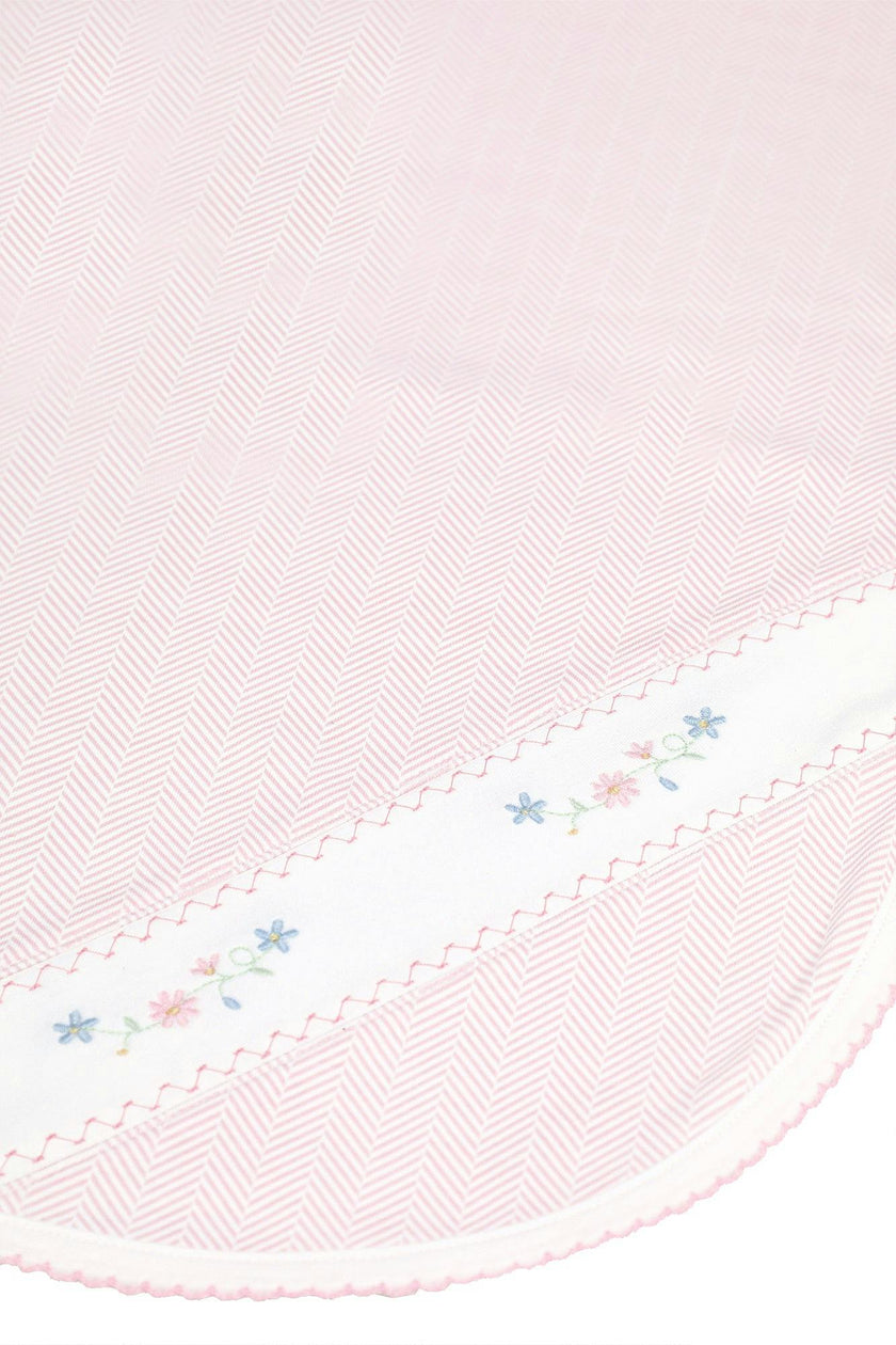 Pink Herringbone Embroidered Receiving Blanket