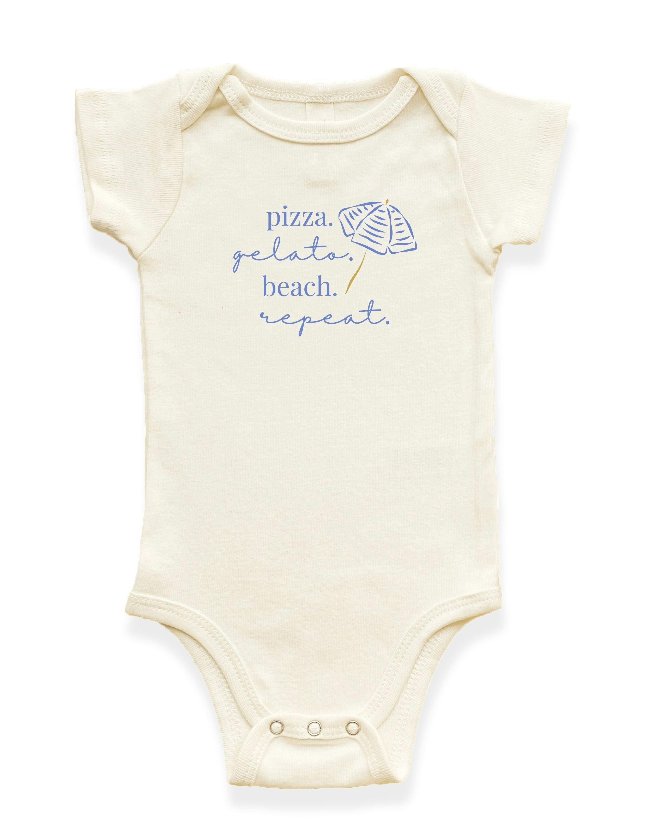 Pizza Gelato Beach Organic Cotton Baby Bodysuit