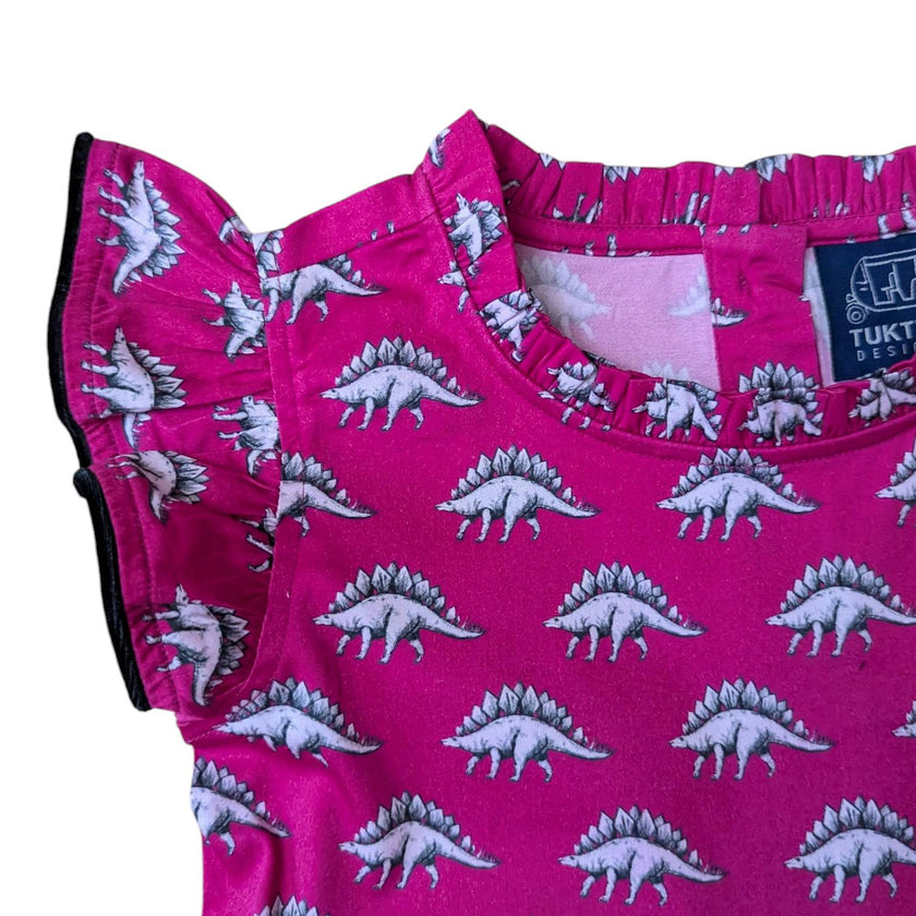 Dino in Hot Pink Ruffle Dress