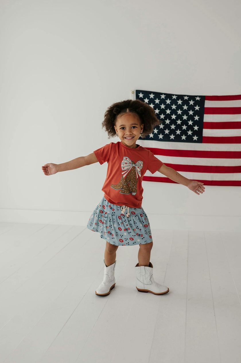 Girl's Short Sleeve Tee in Cowgirl Boots