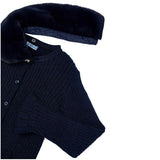 Girl Cardigan with Faux Fur Collar