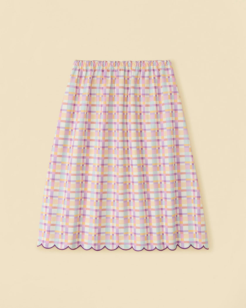 Organic Picnic Skirt in Scallop Plaid