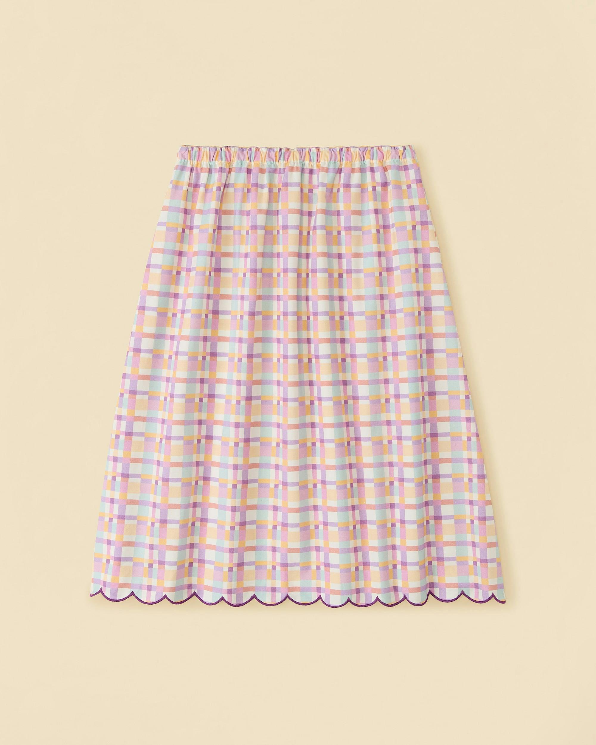 Organic Picnic Skirt in Scallop Plaid