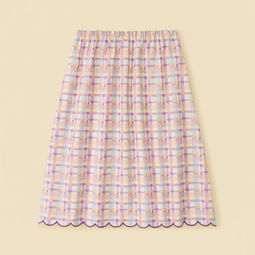 Organic Picnic Skirt in Scallop Plaid