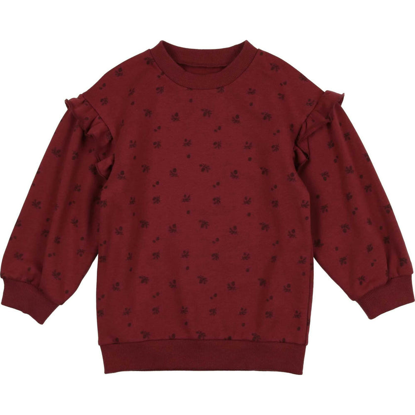 Ruffle Pine Crew Neck Ruffle Shoulder Long Sleeve Sweater