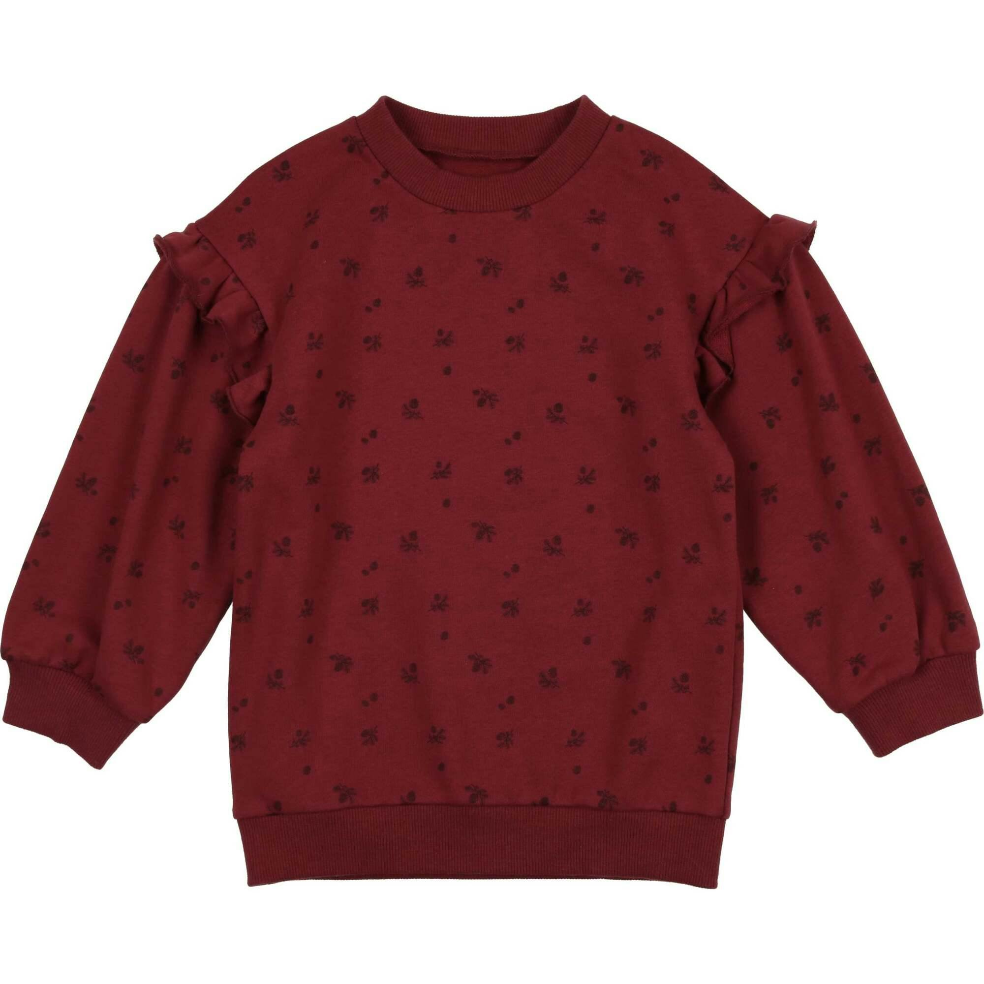 Ruffle Pine Crew Neck Ruffle Shoulder Long Sleeve Sweater