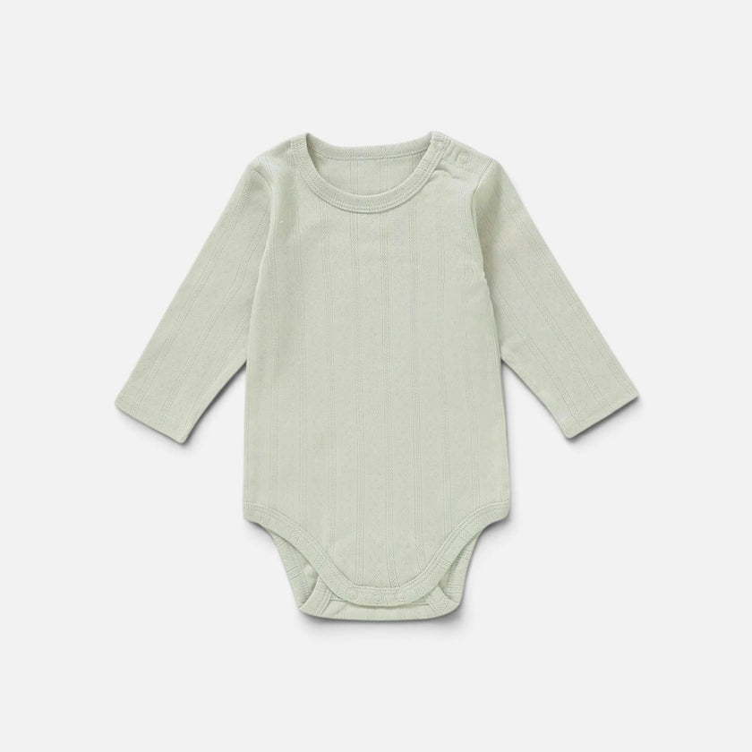 Organic Cotton Pointelle Long Sleeve Romper