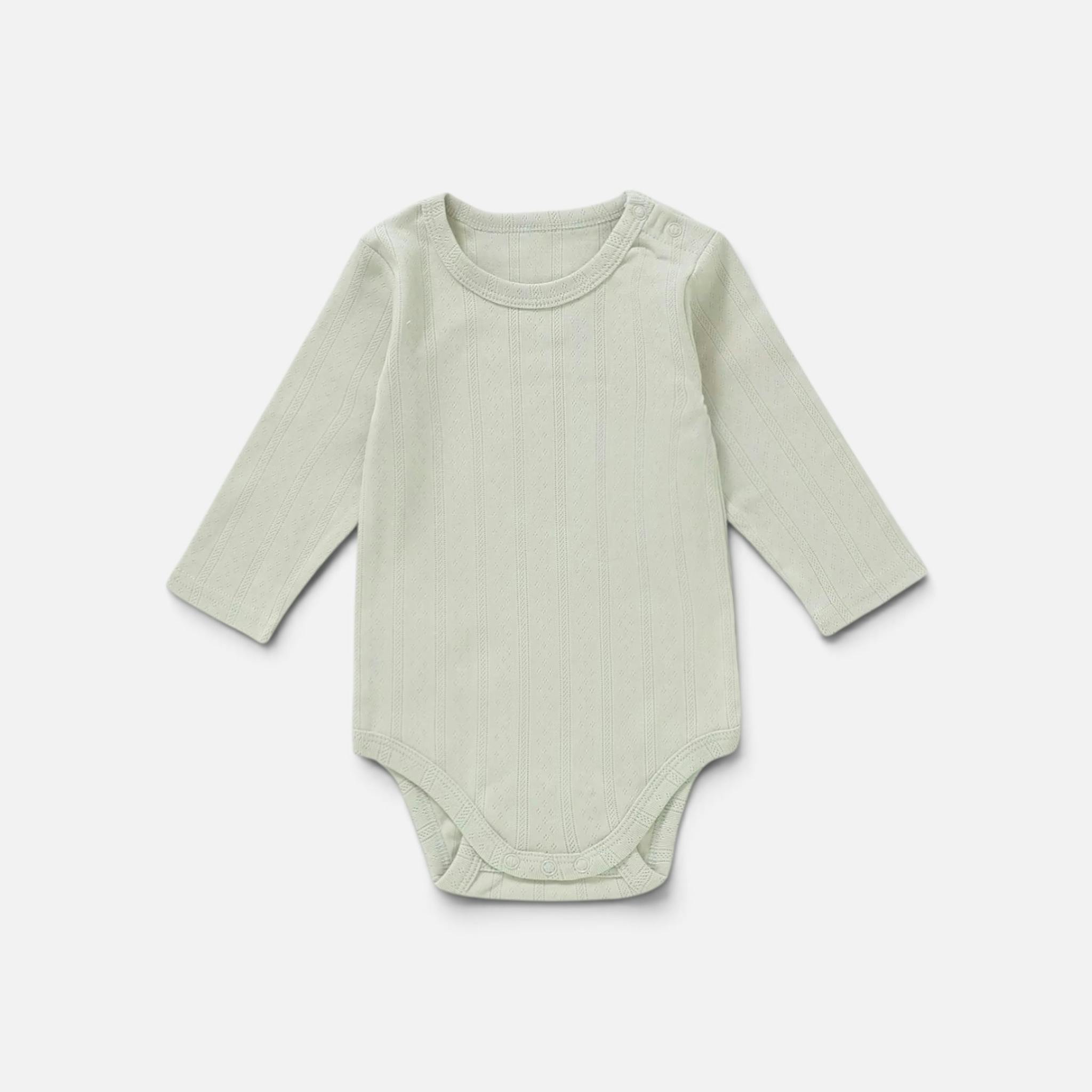 Organic Cotton Pointelle Long Sleeve Romper