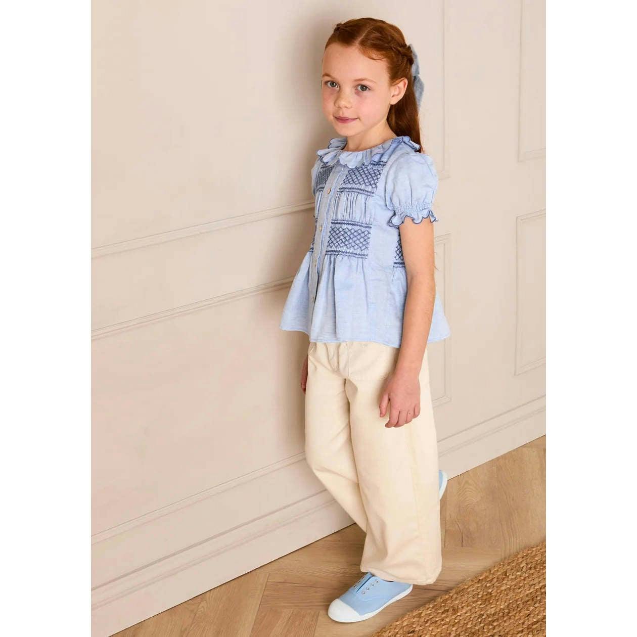 Soft Cotton Wide Leg Trousers in Cream (2-12yrs)