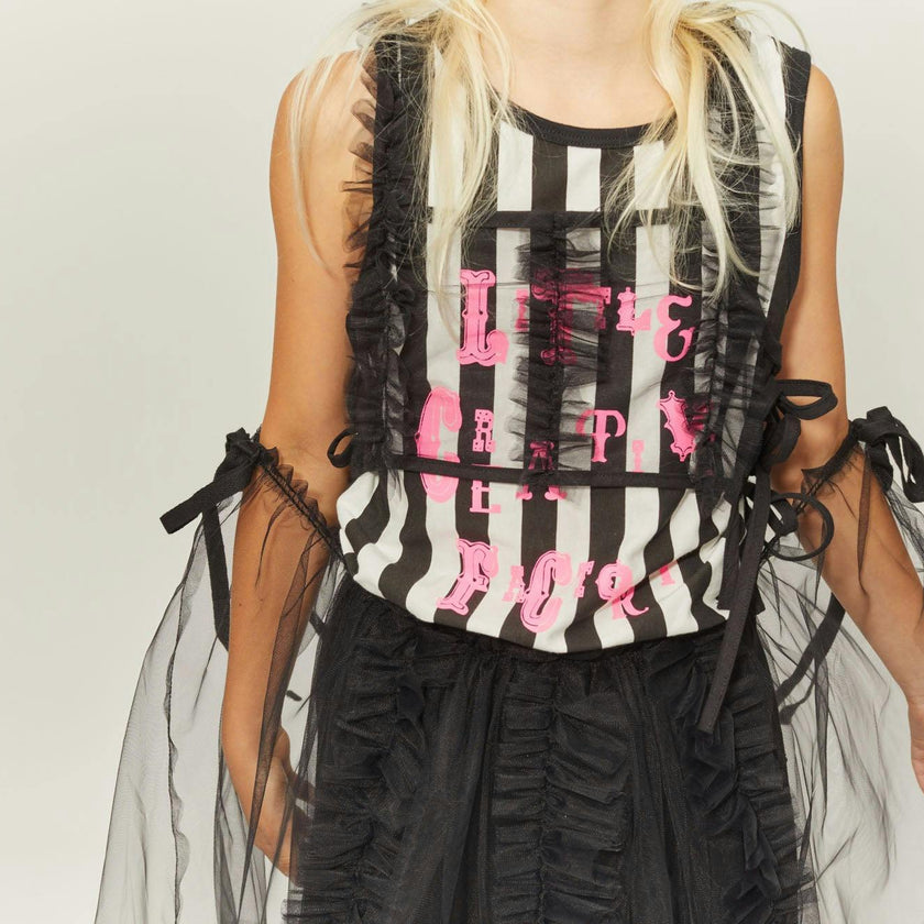 Soft Black Striped Tank T-Shirt