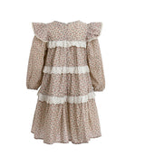 Beige Floral Lace Tiered Dress