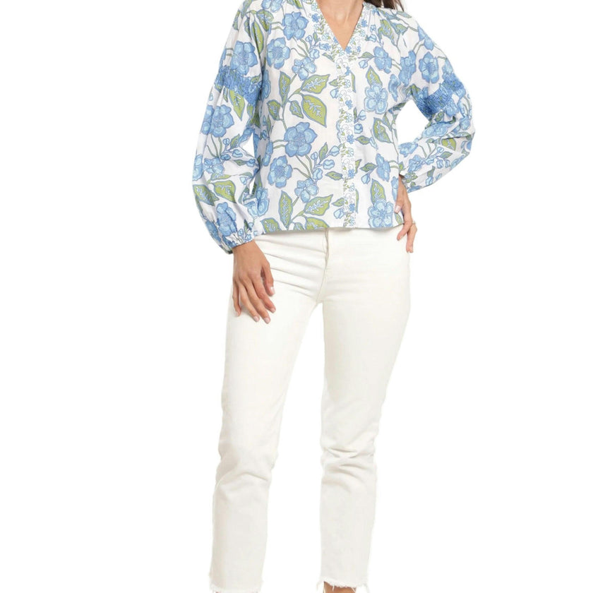 Carlie Blouse - Fleur Bleu