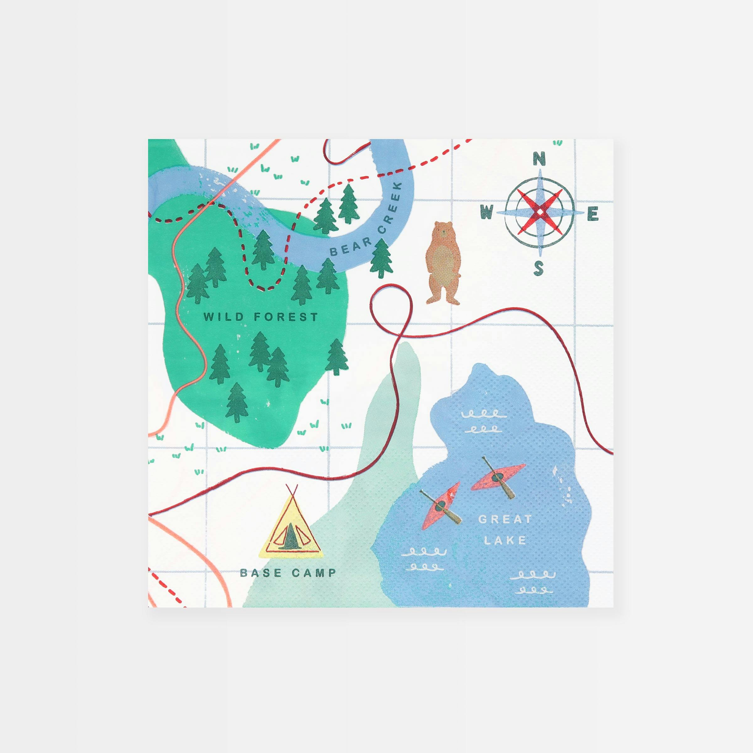 Outdoor Adventures Map Large Napkins