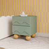 Lido Wave Assembled Nightstand in Light Sage/Honey