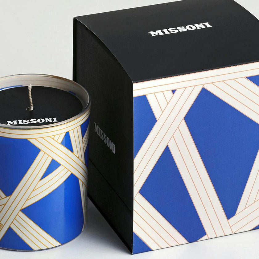 Scented Candle Nastri 220Gr  Bicolore 2 Blue Diam. 3.3"