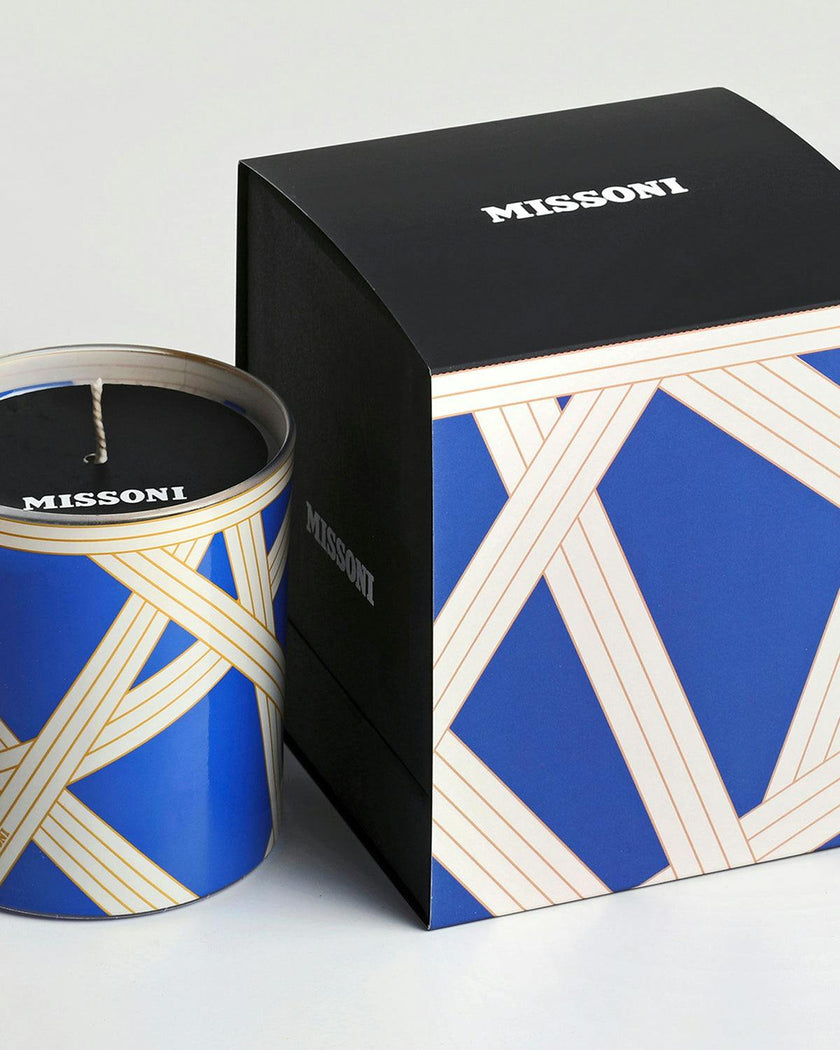 Scented Candle Nastri 220Gr  Bicolore 2 Blue Diam. 3.3"