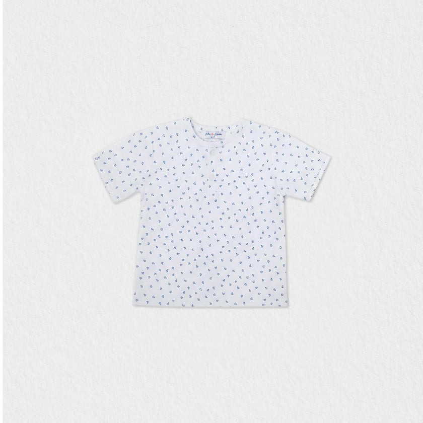 Alfred Baby T-shirt Short Sleeve, White Blue Anchor