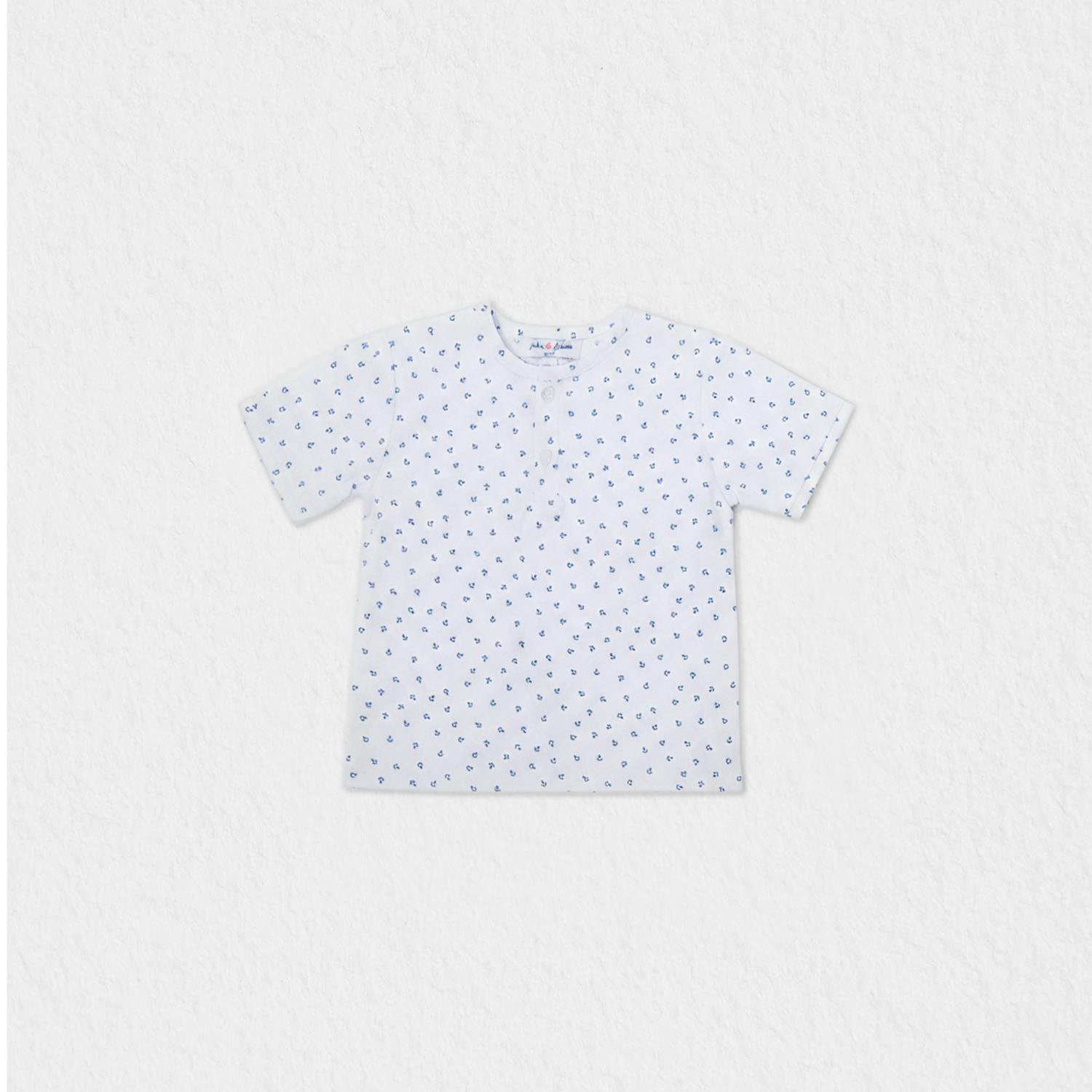 Alfred Baby T-shirt Short Sleeve, White Blue Anchor