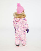 Baby One Piece Snowsuit Adapted For Car Seats Pink Mini Flower Print