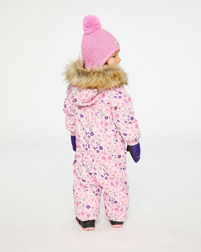Baby One Piece Snowsuit Adapted For Car Seats Pink Mini Flower Print