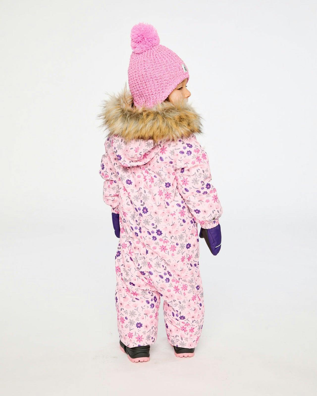 Baby One Piece Snowsuit Adapted For Car Seats Pink Mini Flower Print