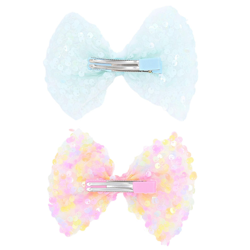 Sequin Bow Hairclip Set
