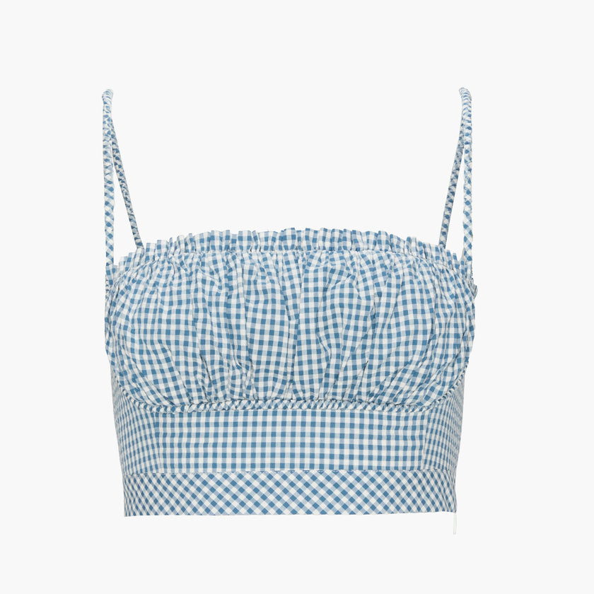 The Maisie Crop Top - Lagoon Gingham