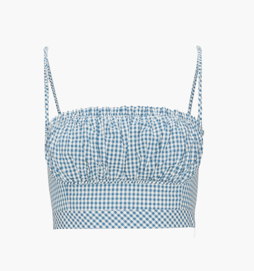 The Maisie Crop Top - Lagoon Gingham