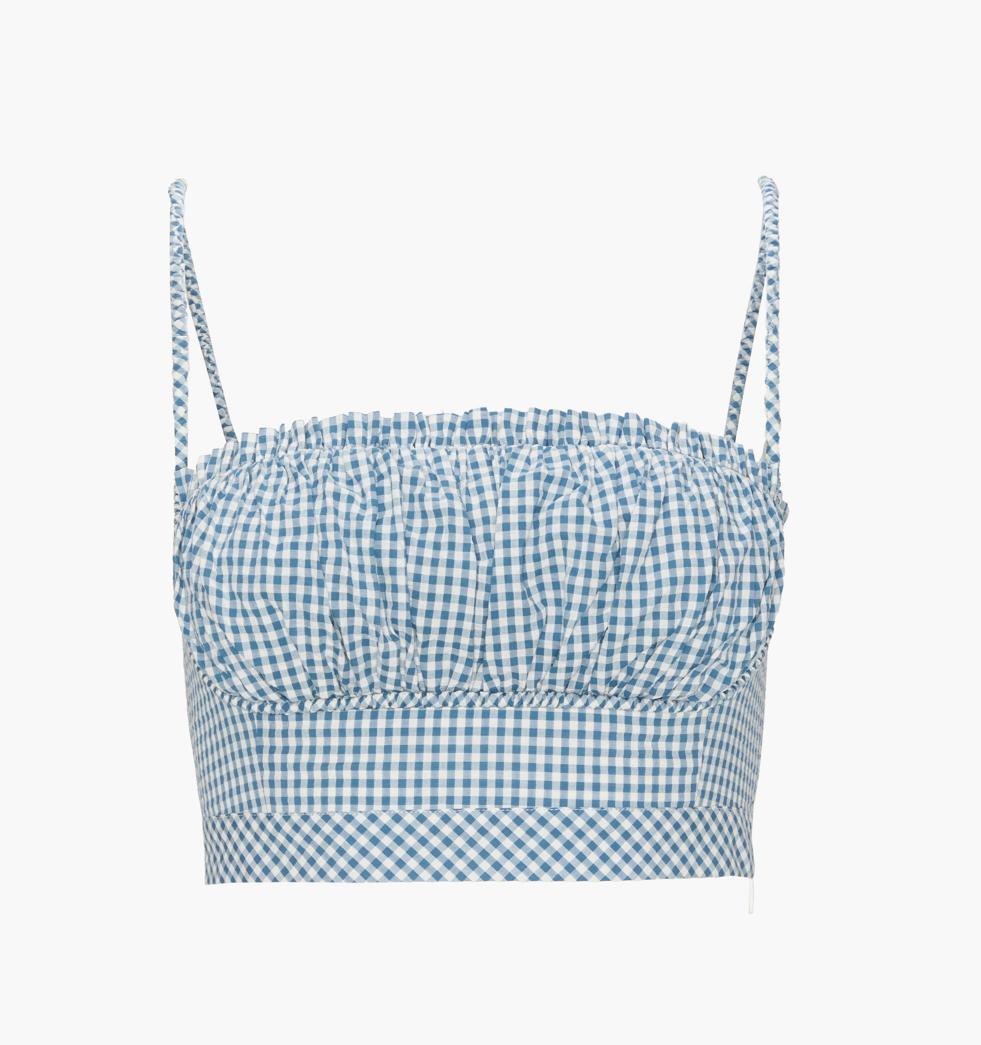 The Maisie Crop Top - Lagoon Gingham
