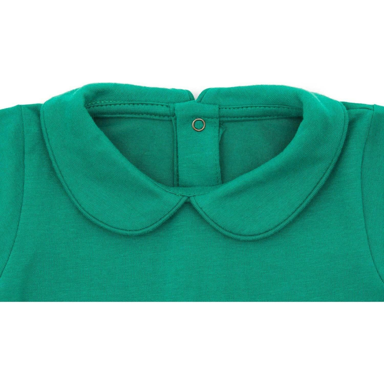 SS Organic Cotton Collared Bodysuit, Green