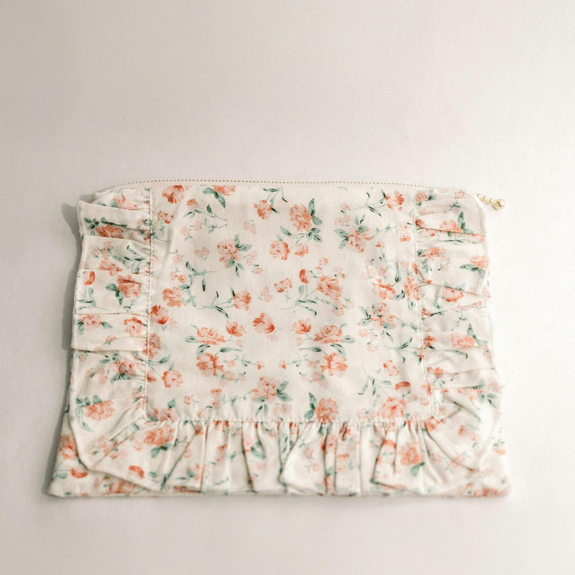 Sorrento Bloom Timeless Floral Ruffle Zipper Pouch