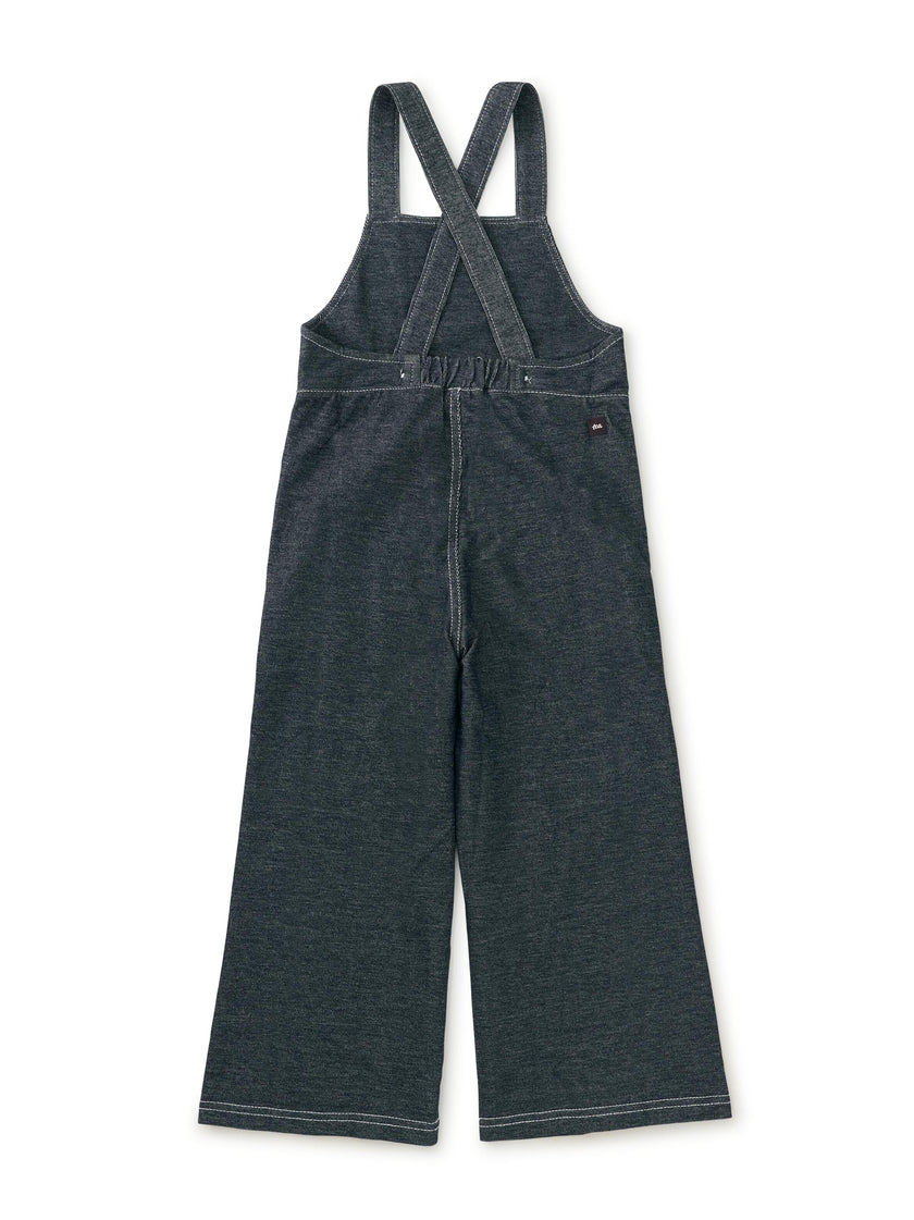 Wide Leg Denim-Like Overalls, Indigo