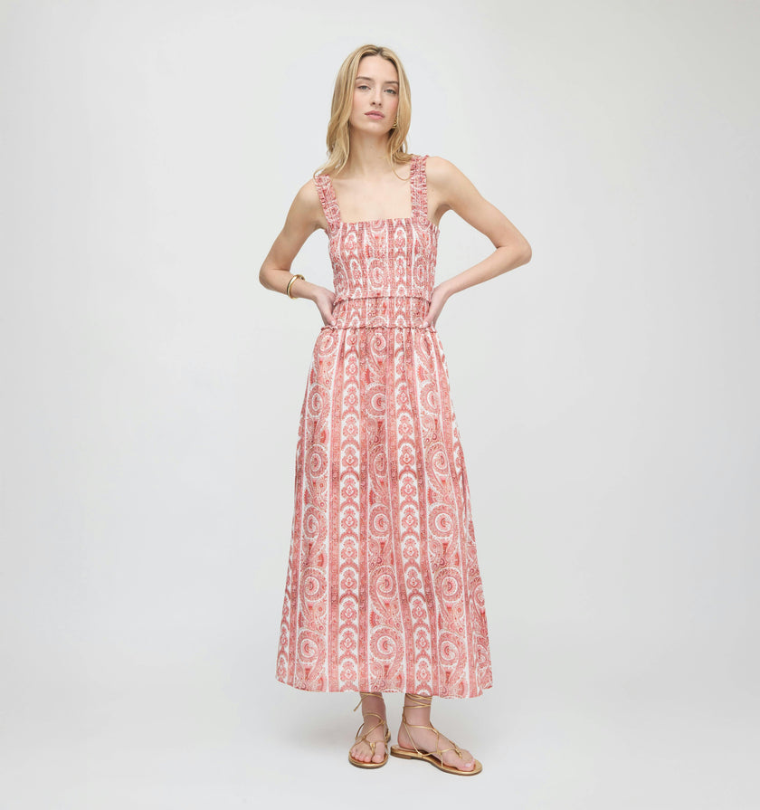 The Azalea Maxi Nap Dress - Coral Corsica Paisley
