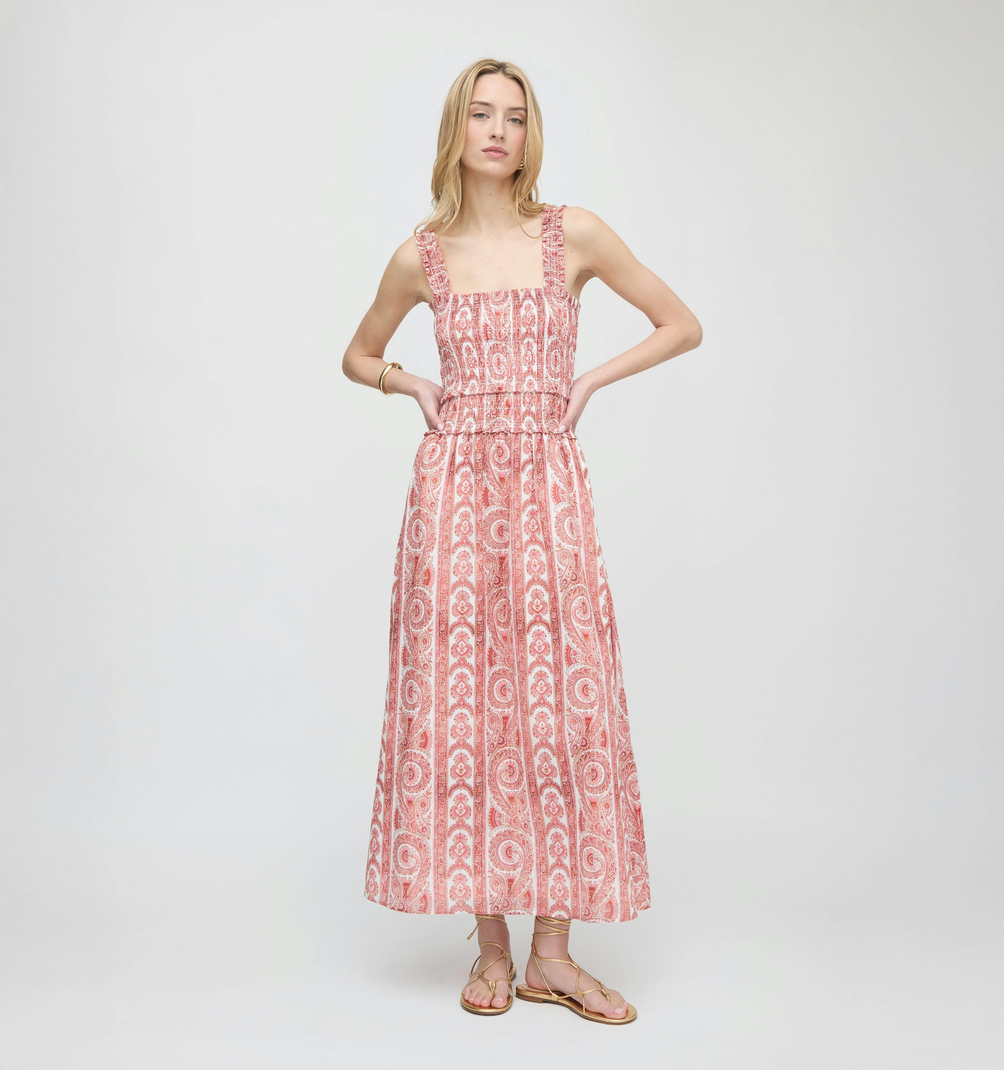 The Azalea Maxi Nap Dress - Coral Corsica Paisley