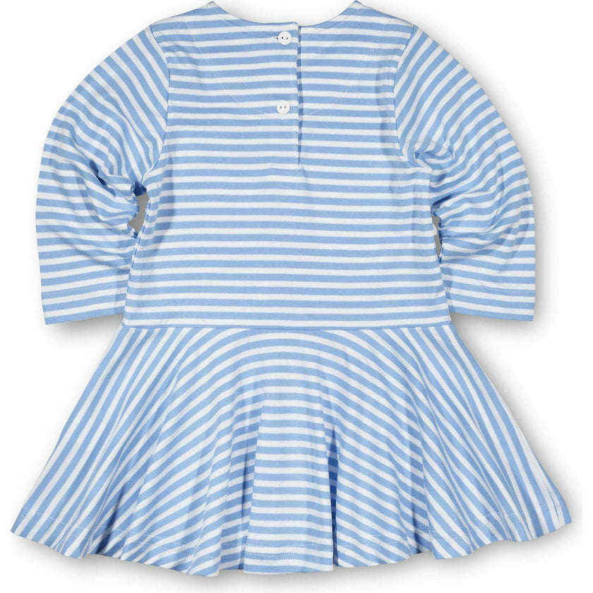 Stripe Knit Dress With Embroidered Flowers
